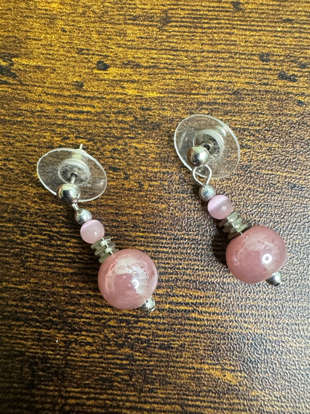 4/$20 Pink Bead Drop Earrings